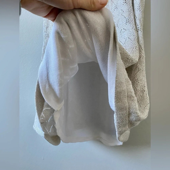 White House Black Market Silver  Champagne Sparkly Long Knit Tank Top Size M - Picture 8 of 9